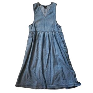 90s Vintage 100% Cotton Denim Jumper Dress Size MEDIUM